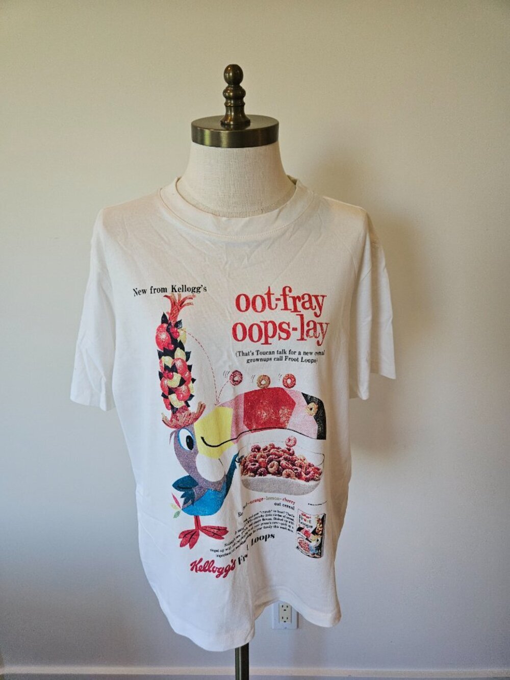 H&M White Graphic T-Shirt Ladies Medium - Picture 1 of 4